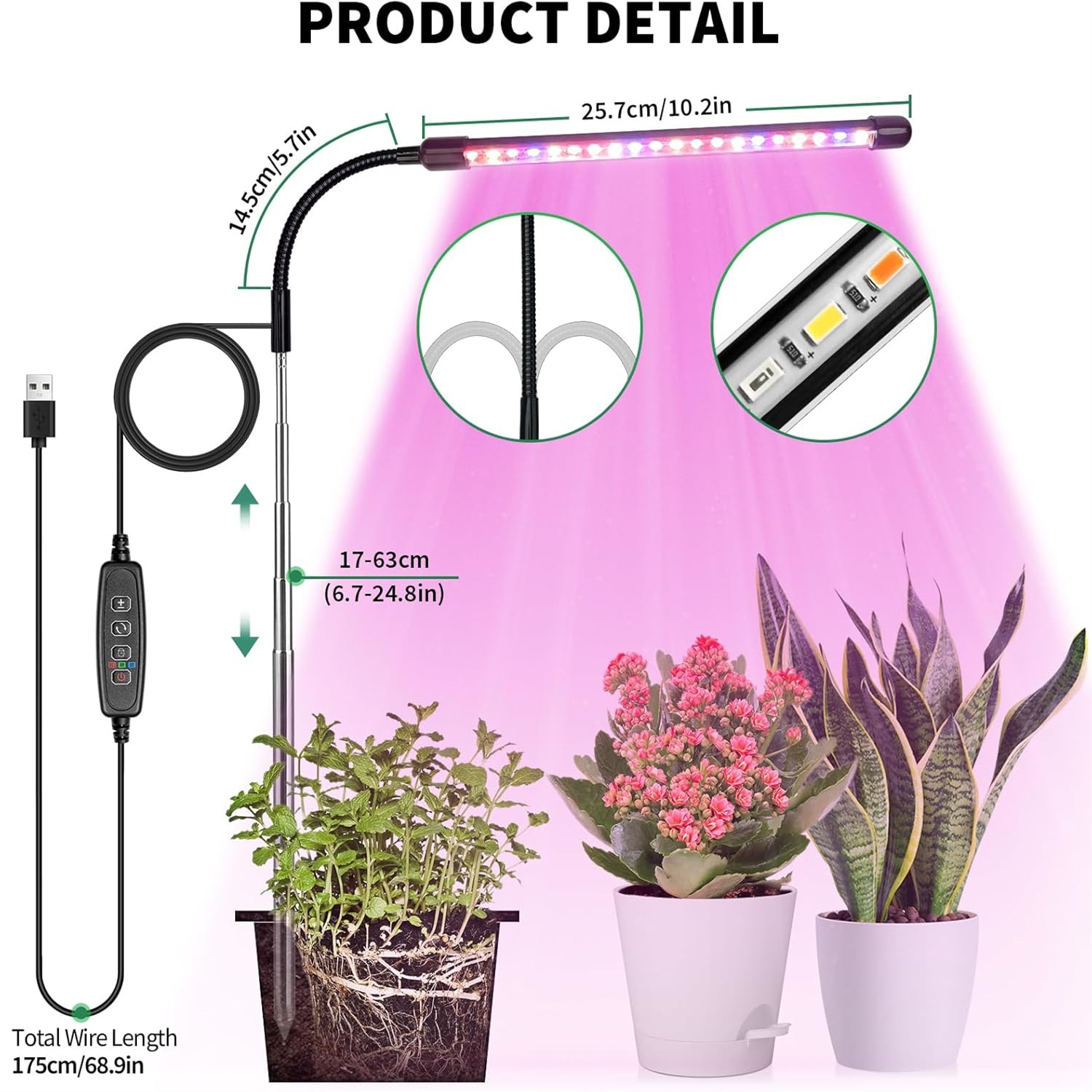 3Colors USB Grow Lamp Plant Fu - Led Planted Tank Light recension och pris